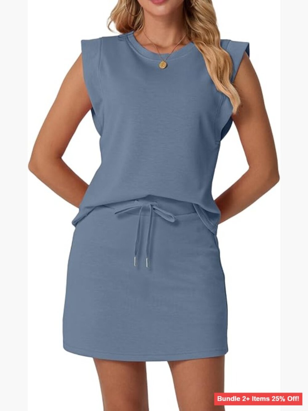 Large Athletic Skort Set with Cap Sleeve Top, Rayon Blend Stretch Fabric